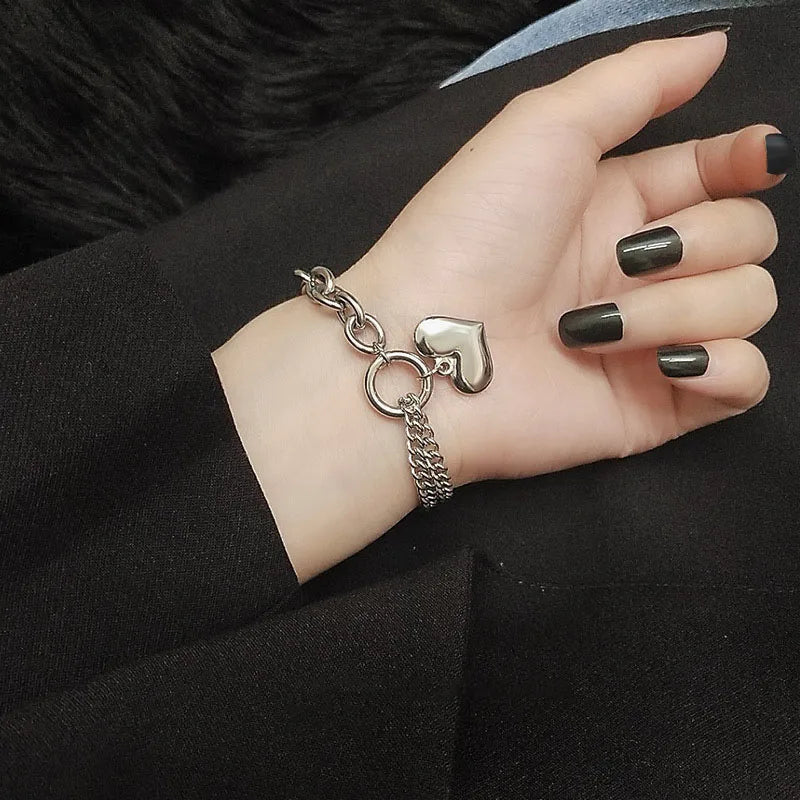 Skanto | Lagd Kjede og Papirklips Hjerte Armbånd