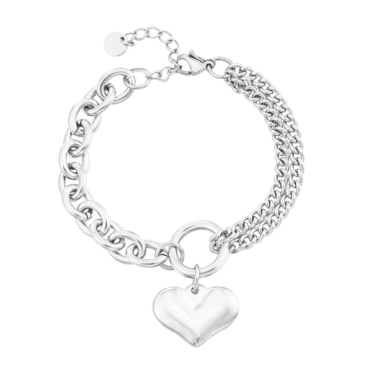 Skanto | Lagd Kjede og Papirklips Hjerte Armbånd