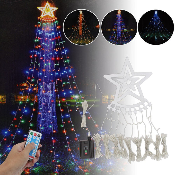 Skanto | Led Femstjernes Fosser Montering Juletre Lys for Hage Utendørs Deco