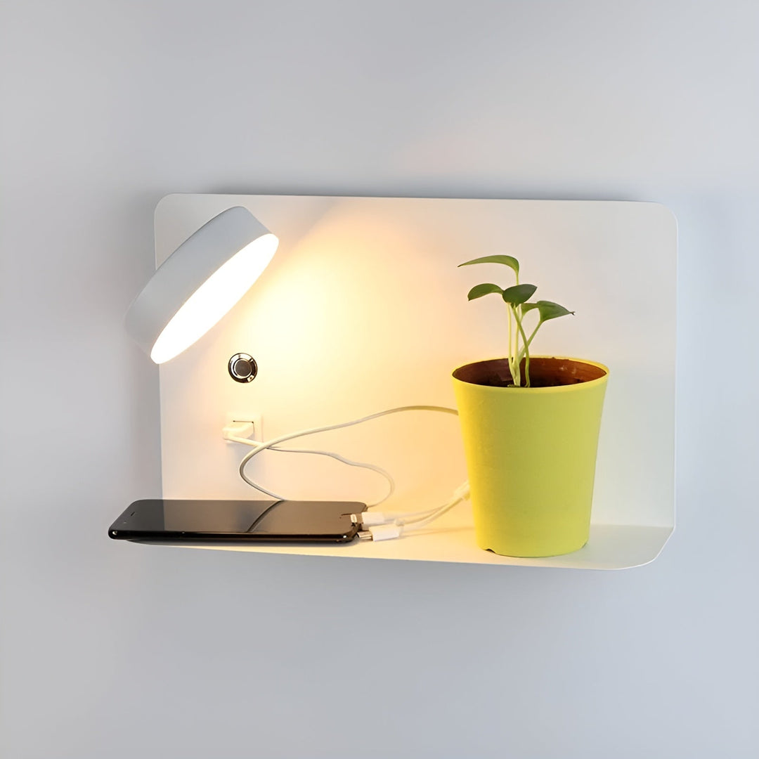 Skanto | LED Vegglampe med USB-lader og bryter - GlowPort