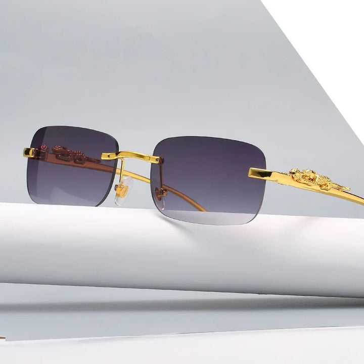Skanto | LEOPARDVIEW – Stilfulle Rimless Solbriller med UV400 Beskyttelse
