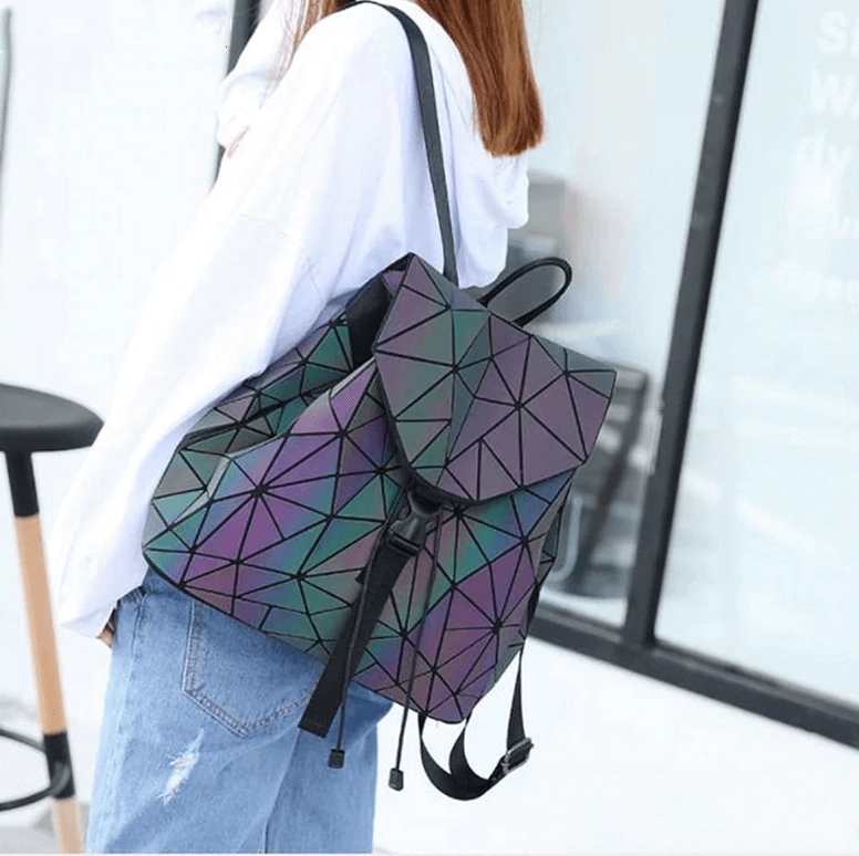 Refleksjonsfarge-endrende geometrisk ryggsekk for kvinner | Skanto