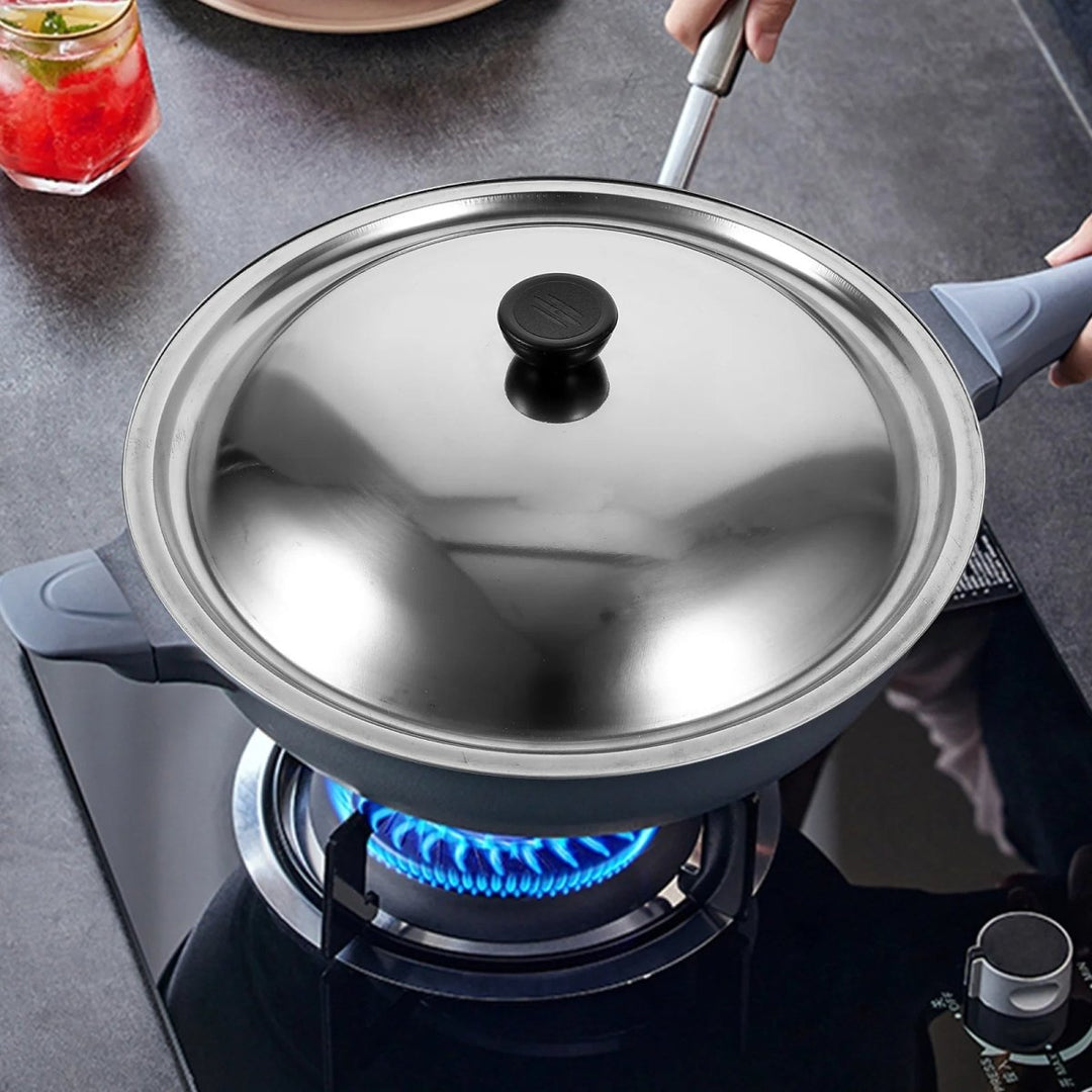 Skanto | CookShield – Universal Rustfritt Stål Lok for Panner & Wokker