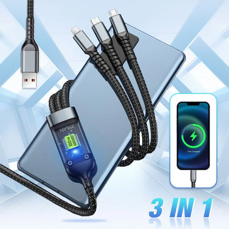 Skanto | LIGHTLINK – Transparent 3-i-1 Superrask ladekabel med LED-glød