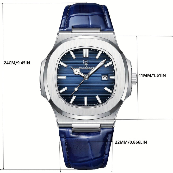 Herren-Armbanduhr aus Edelstahl mit Quarzwerk und Datumsanzeige