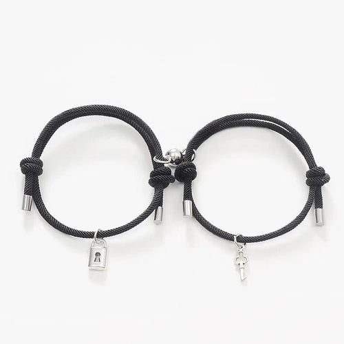 Skanto | Lås og Nøkkel Magnetisk Tau Armbånd Sett