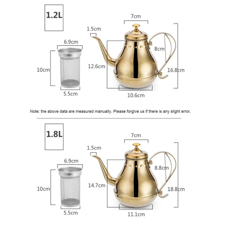 Lang rustfritt stål munn potte kjele med melkefilter infuser oolong te potte | Skanto