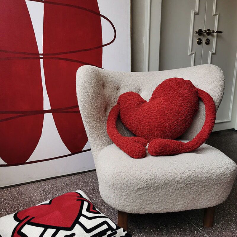 Love Heart Sofa Cushion in Soft Plush Fabric Design | Skanto