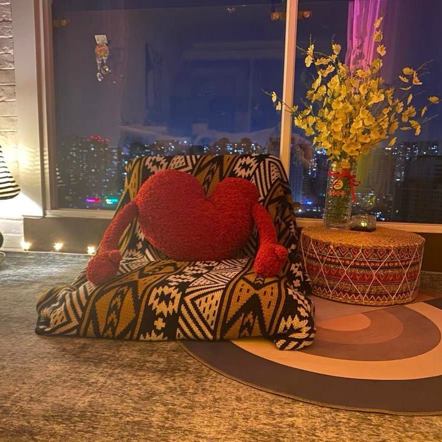 Love Heart Sofa Cushion in Soft Plush Fabric Design | Skanto