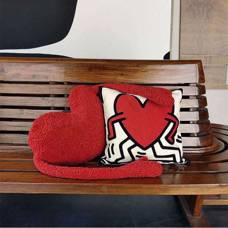 Love Heart Sofa Cushion in Soft Plush Fabric Design | Skanto