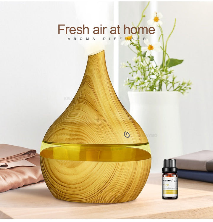 Skanto | WoodMist Aroma Luftfukter – 500 ml med LED Stemningsbelysning