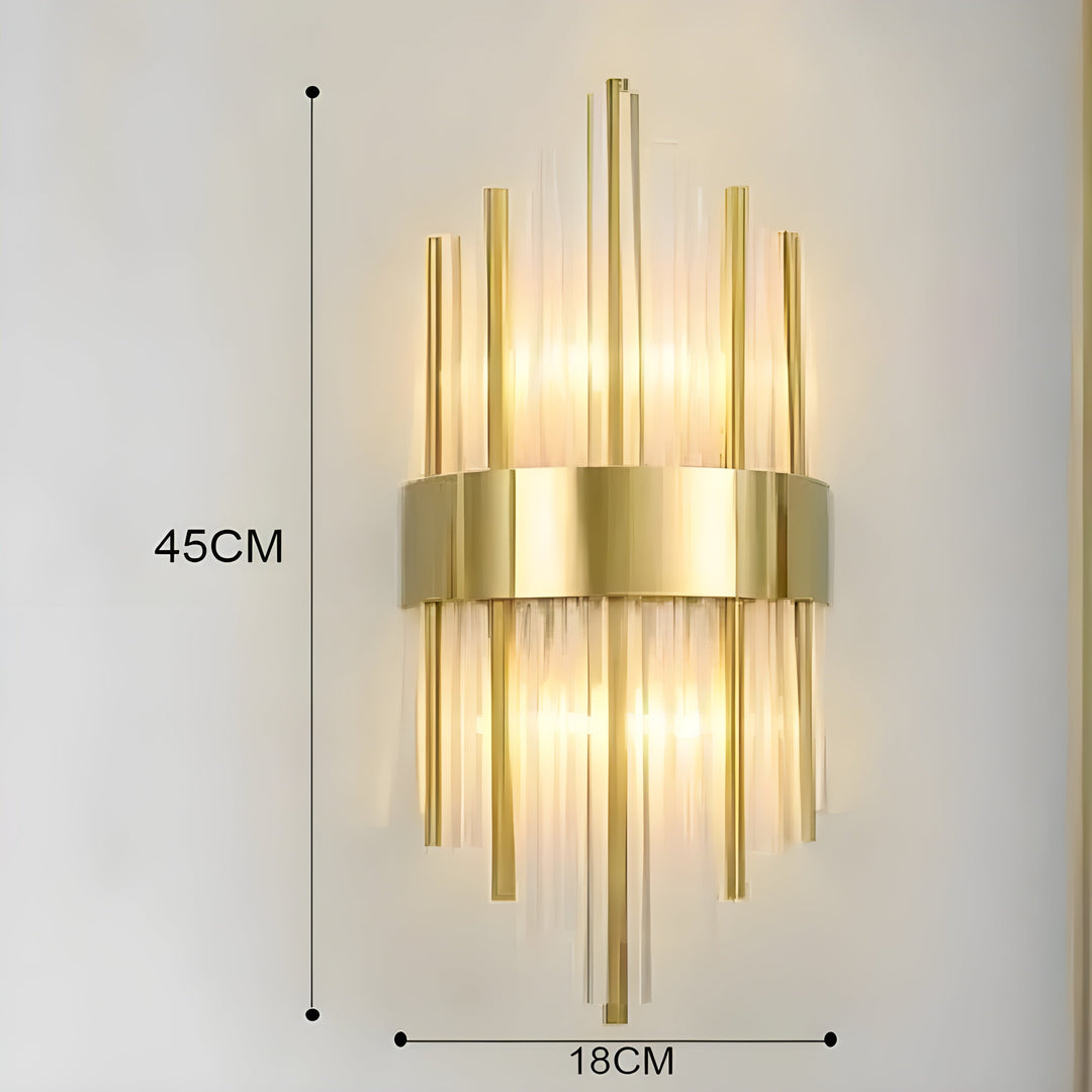 Vegglampe med krystalleffekt – Elegant design med gullfargede detaljer