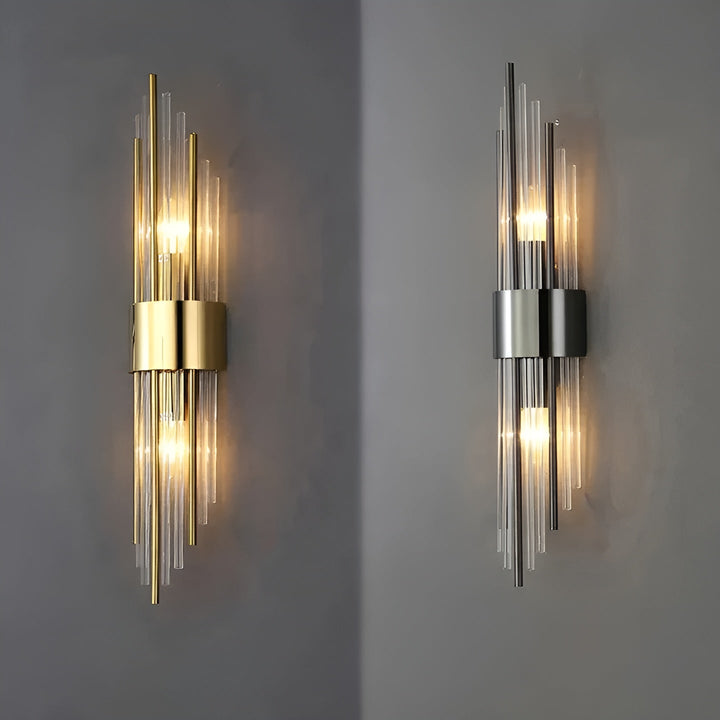 Vegglampe med krystalleffekt – Elegant design med gullfargede detaljer