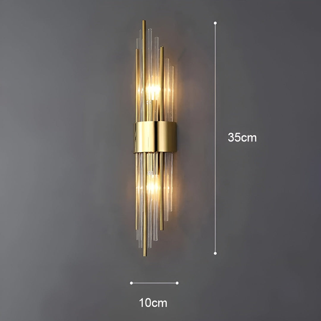 Vegglampe med krystalleffekt – Elegant design med gullfargede detaljer