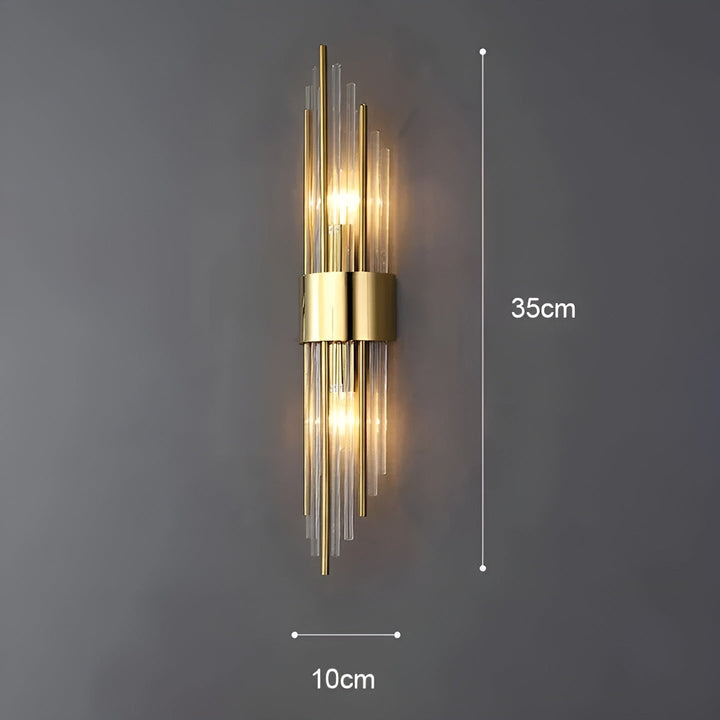 Vegglampe med krystalleffekt – Elegant design med gullfargede detaljer