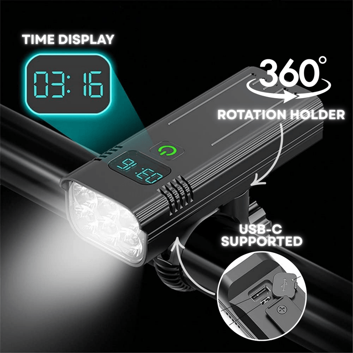 Skanto | ROADGLOW X – 5000 lumen sykkellys med 12 LED-lamper og USB-C oppladbart batteri
