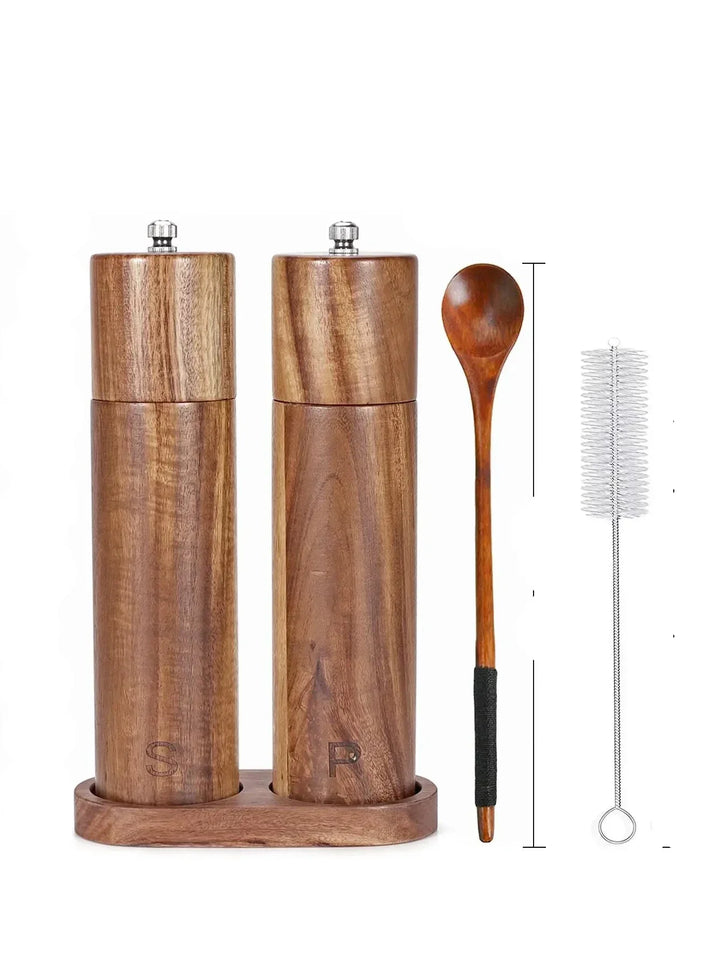 Skanto | Luxe Tre Salt- og Pepperkvernsett med Brett - WoodSpice