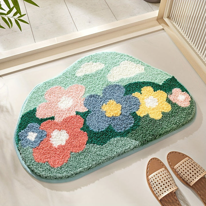 Skanto | Luksus Bademat med Blomsterdesign, Ekstra Myk og Absorberende - Florina