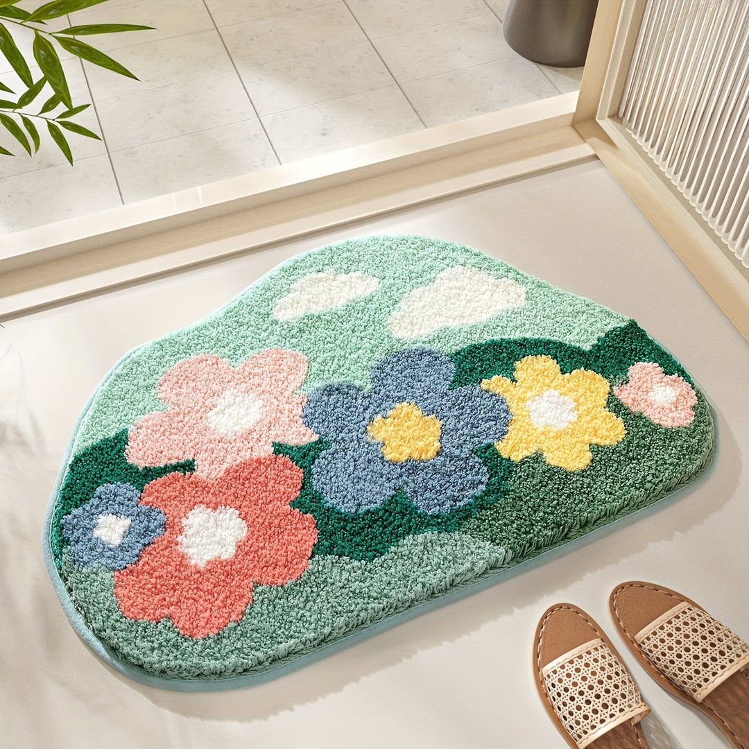 Skanto | Luksus Bademat med Blomsterdesign, Ekstra Myk og Absorberende - Florina