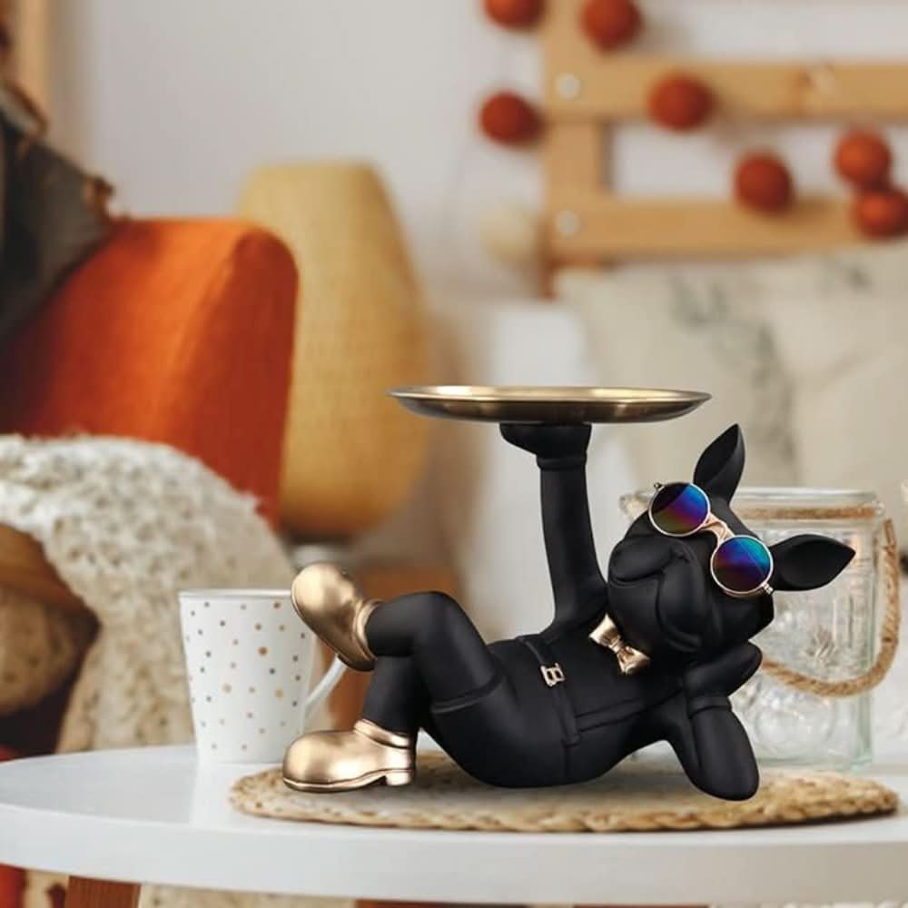 Skanto | Harpiks Bulldog Dekorasjon Tallerken Skulptur