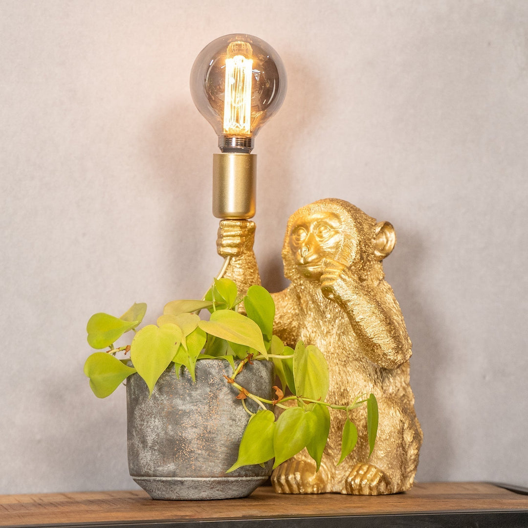 Skanto | Luksus Gull Ape Bordlampe - GoldenChimp