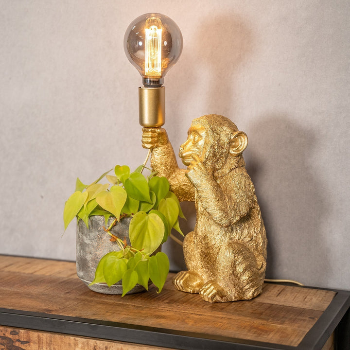 Skanto | Luksus Gull Ape Bordlampe - GoldenChimp
