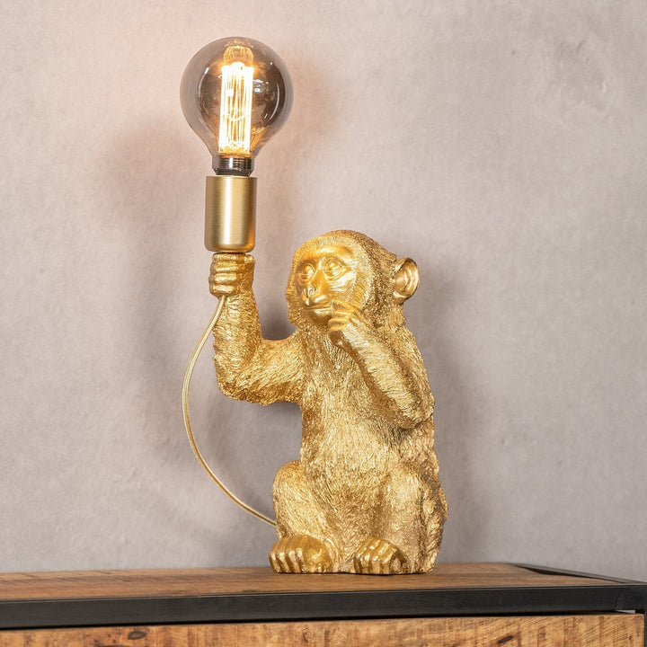 Skanto | Luksus Gull Ape Bordlampe - GoldenChimp