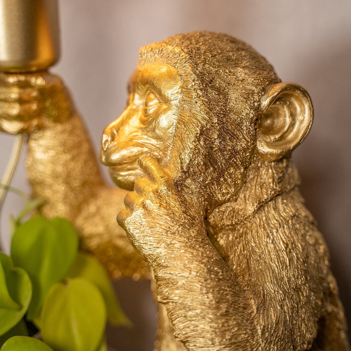 Skanto | Luksus Gull Ape Bordlampe - GoldenChimp