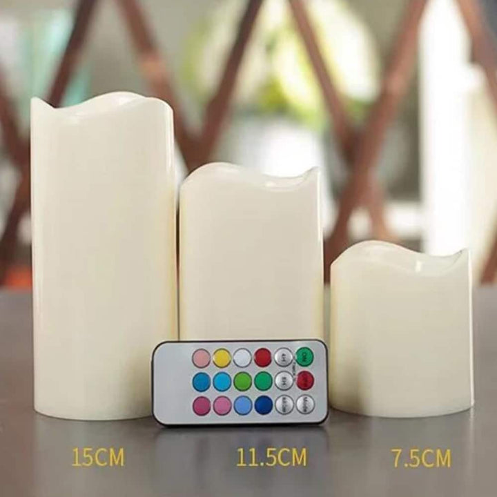 LED Lys - 3 stk - 7.5/11.5/15 cm - med fjernkontroll - med fargeforandring | Skanto