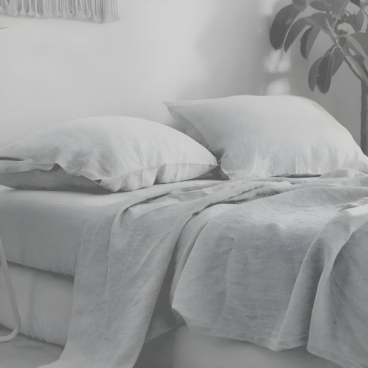 3PCS 100% Vasket Lin Dundysett - Naturlig Flax Sengesett med 2 Putetrekk | Skanto