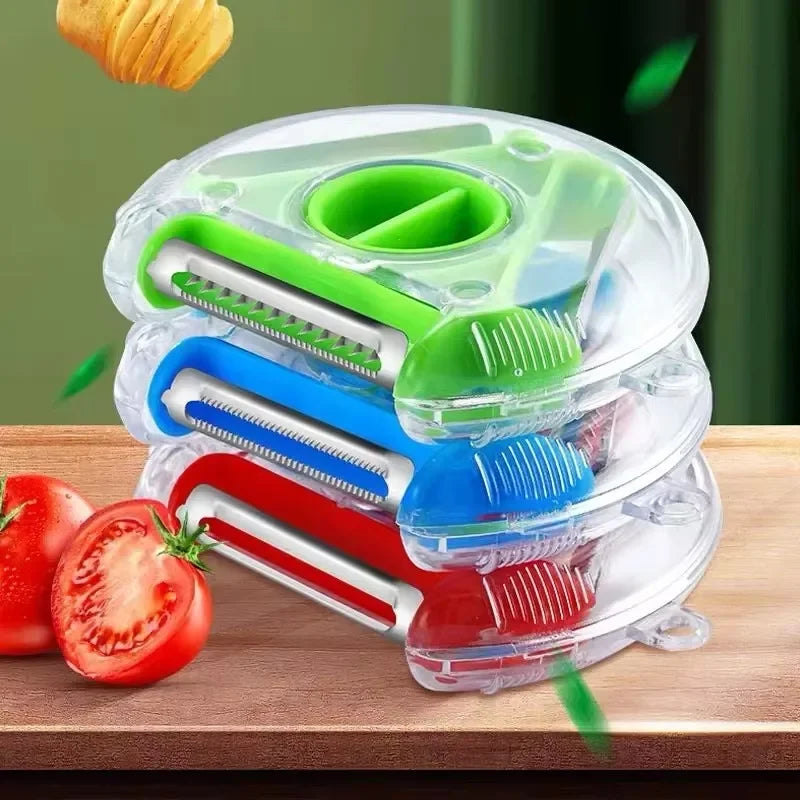 Magic Trio Rustfritt Stål Klinge Skreller Skiver Reber Julienne Cutter | Skanto
