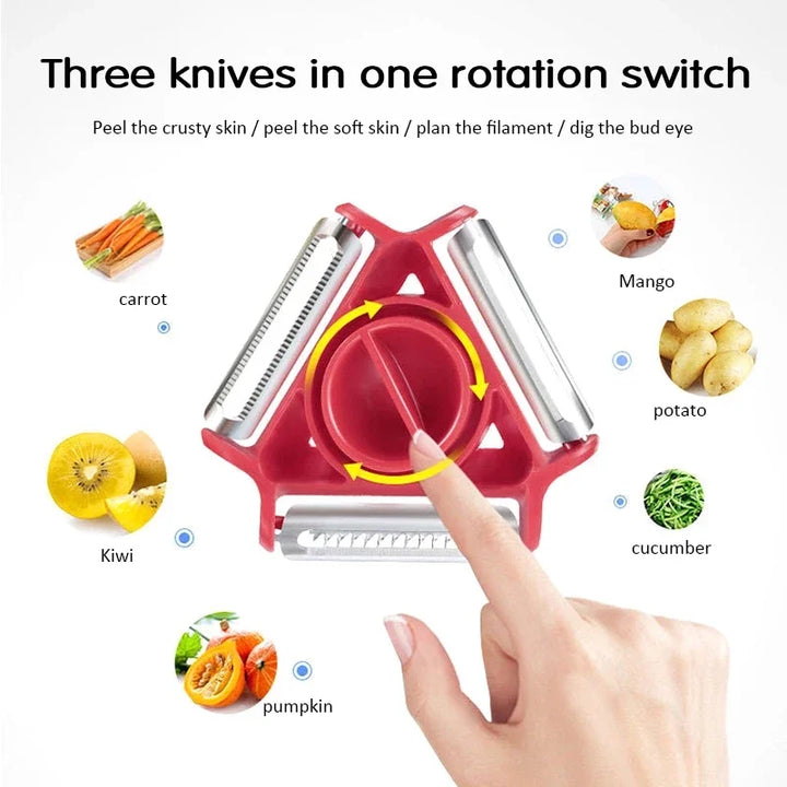 Magic Trio Rustfritt Stålblad Skrelle Skiver Rive Julienne Kutte | Skanto