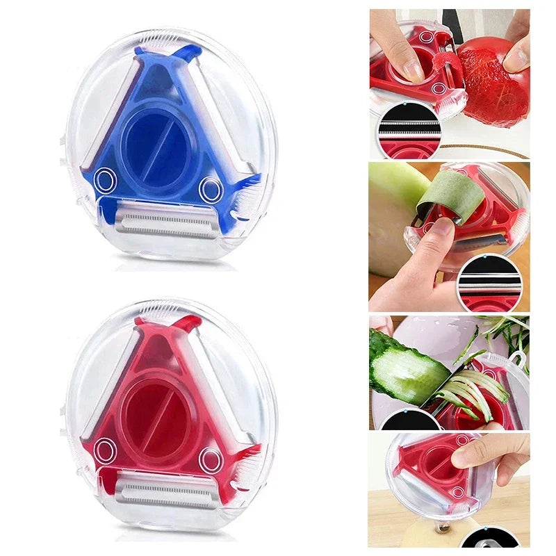Magic Trio Rustfritt Stål Klinge Skreller Skiver Reber Julienne Cutter | Skanto