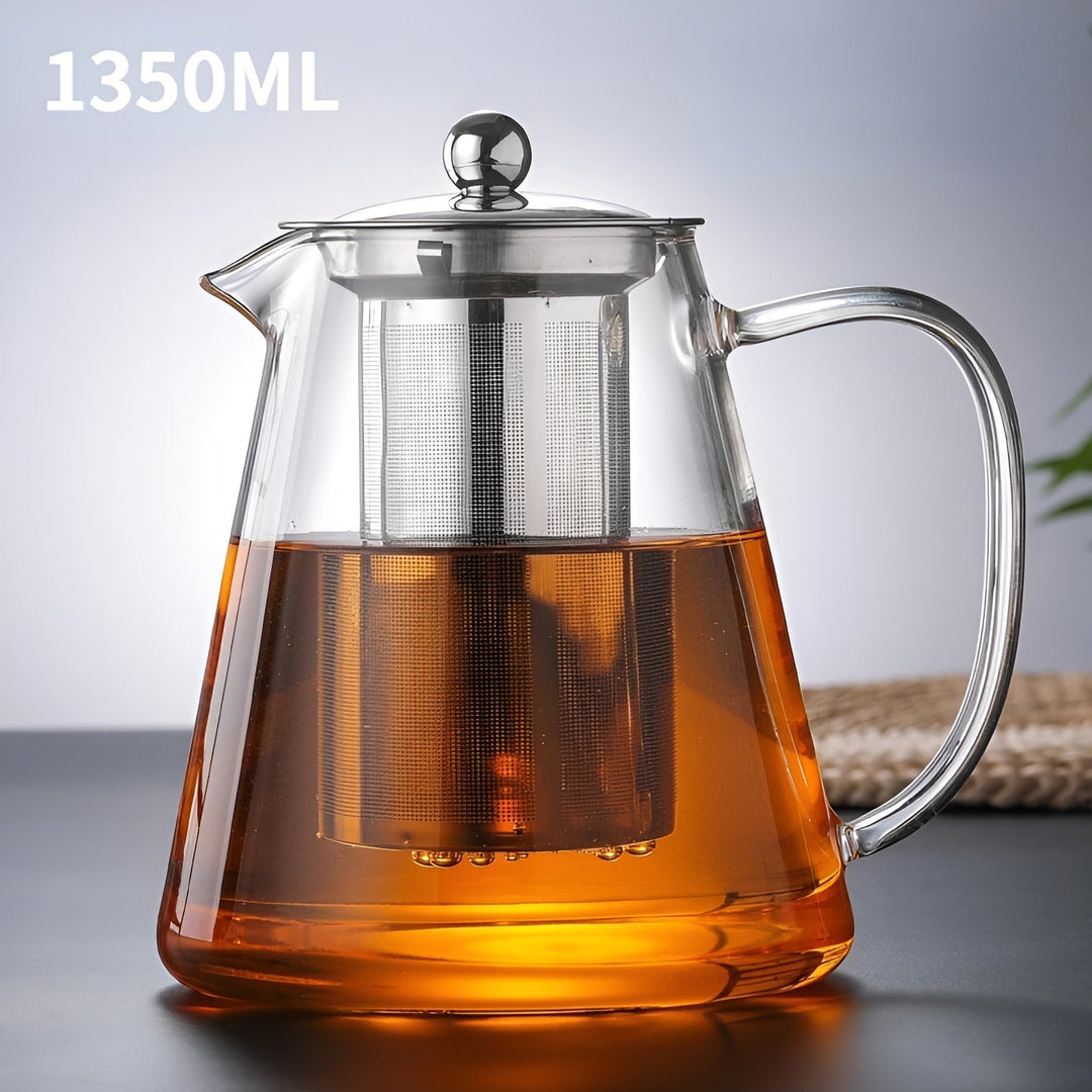 Varmebestandig tesett laget av borosilikatglass – med filter | Ideelt for å tilberede blomsterte