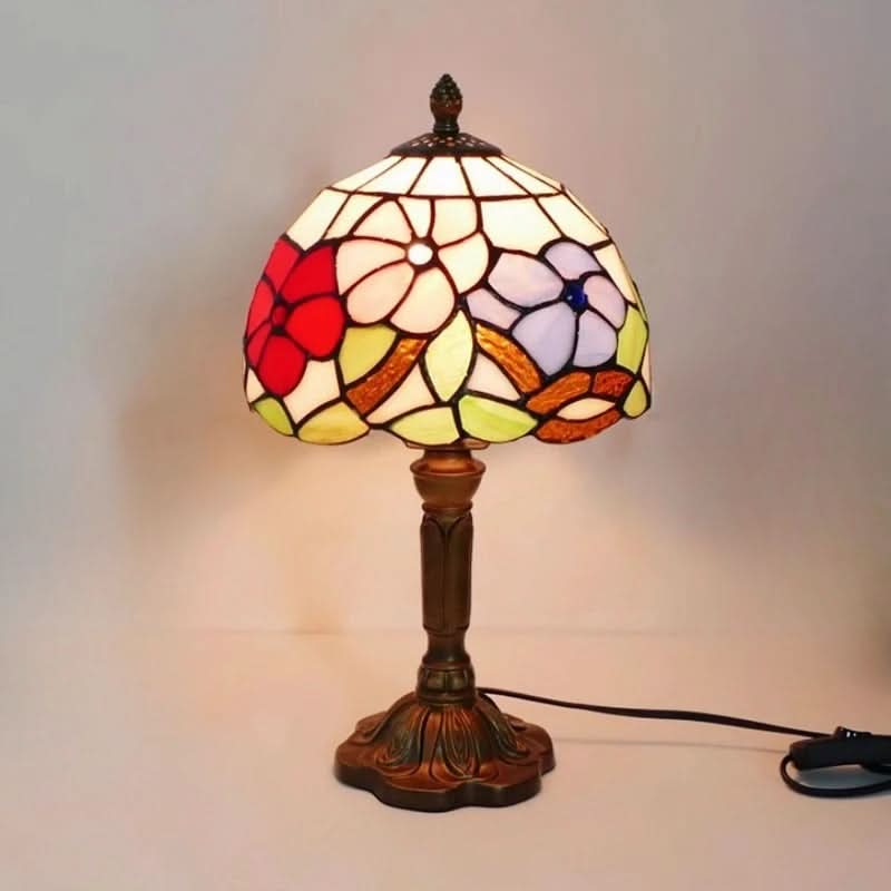 Retro-Barock-Tischleuchte fra Tiffany-Glass med LED-Beleuchtung, E27