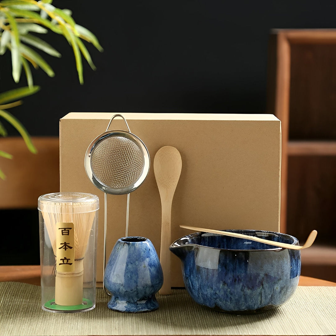 Skanto | Tradisjonell Matcha Te-sett – 6-delt Autentisk Japansk Matcha Kit – Premium Bambus & Keramikk