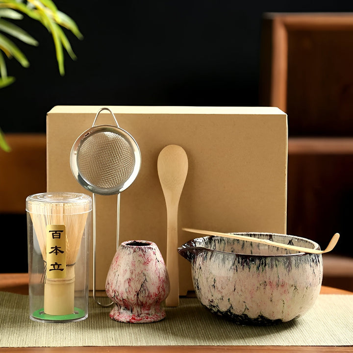 Skanto | Tradisjonell Matcha Te-sett – 6-delt Autentisk Japansk Matcha Kit – Premium Bambus & Keramikk
