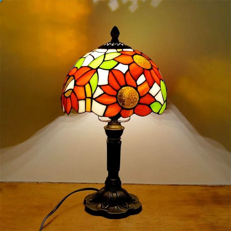 Retro-Barock-Tischleuchte fra Tiffany-Glass med LED-Beleuchtung, E27