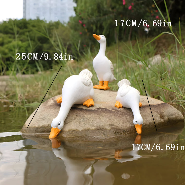 PuddlePals-skulptur – and- og gåsefigur i landlig stil
