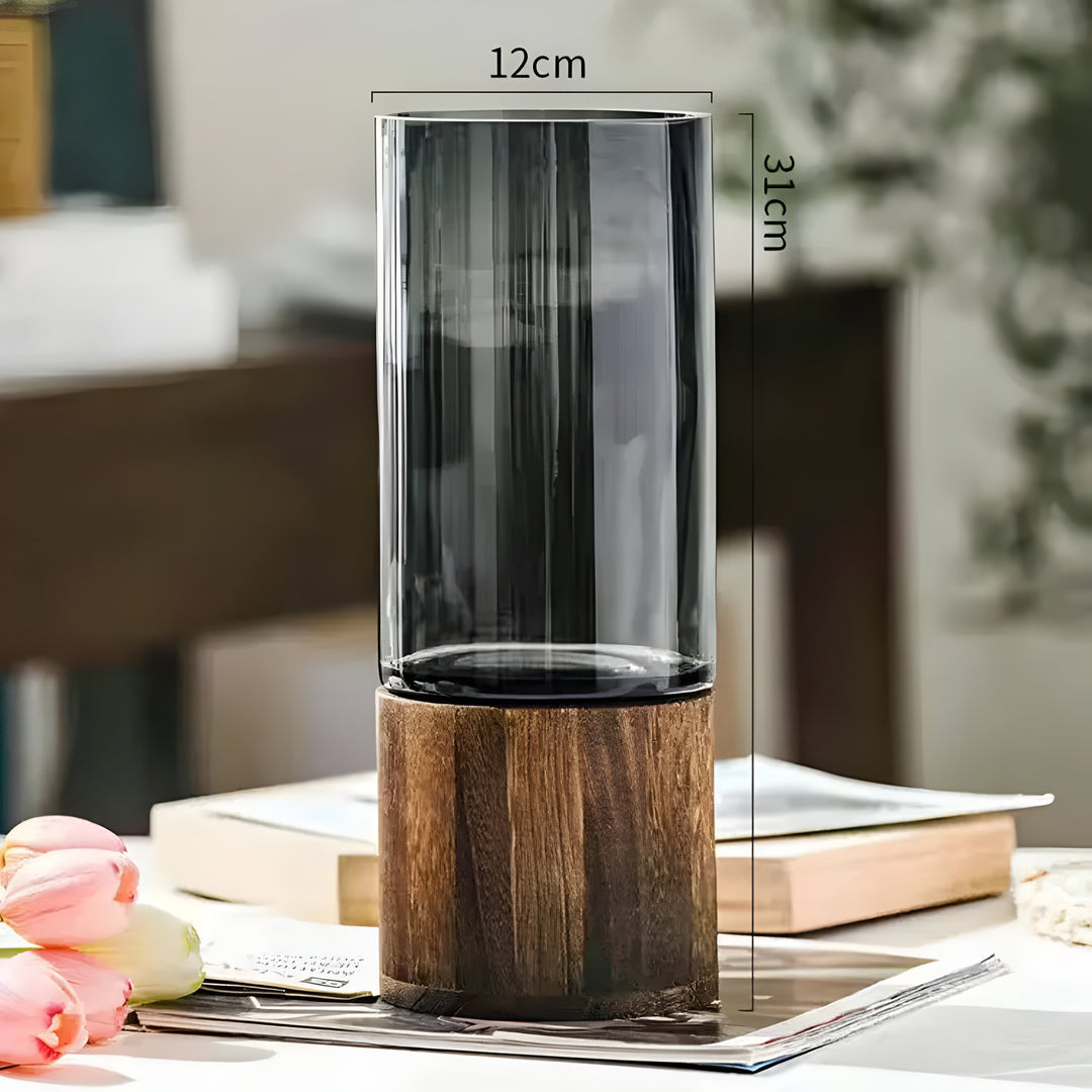 TranquilSkantooom Vase – europeisk hydroponisk vase laget av tre og glass