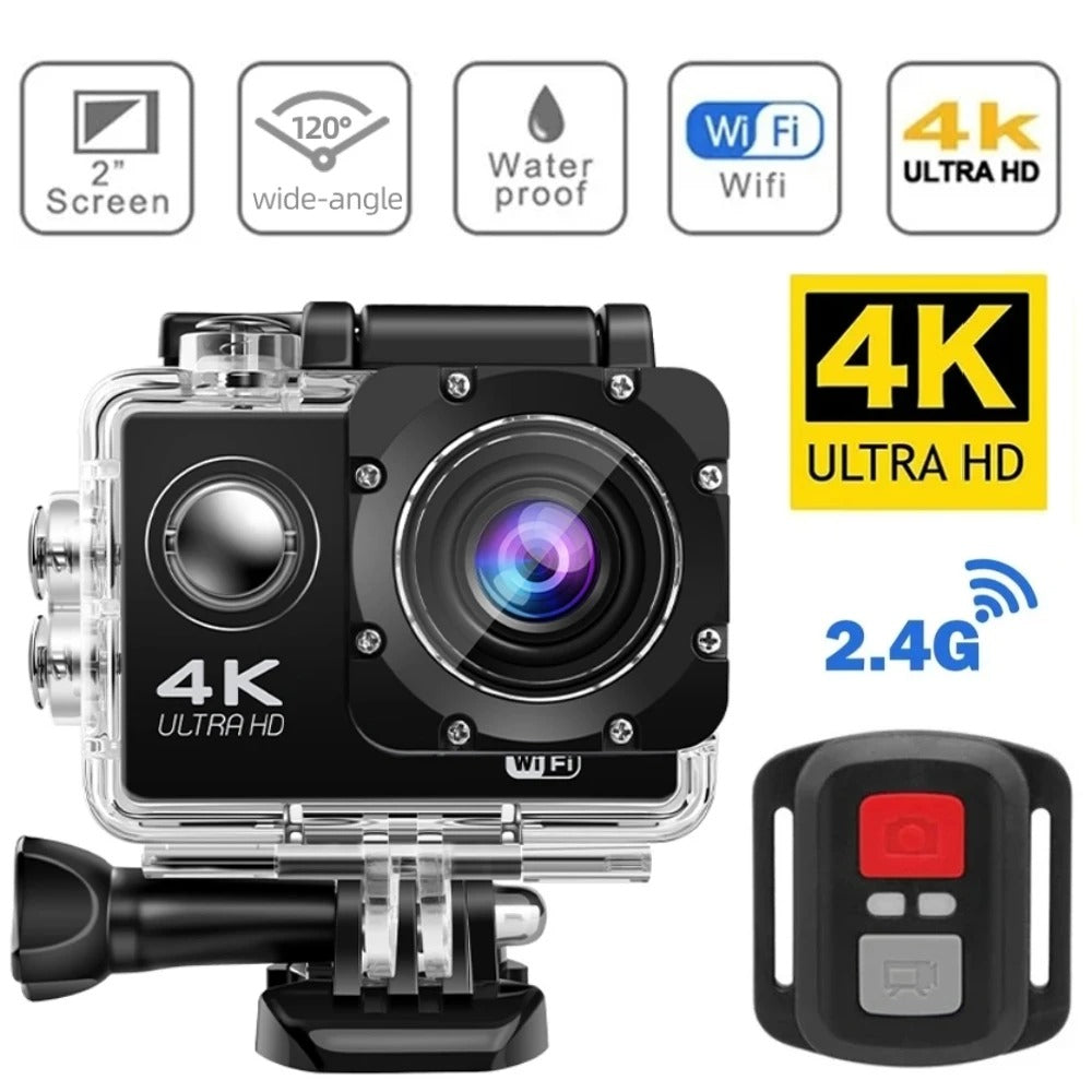 Skanto | 4K Ultra HD Sport Pro Kamera - Wifi-aktivert og vanntett for Vlogging og utendørs sport