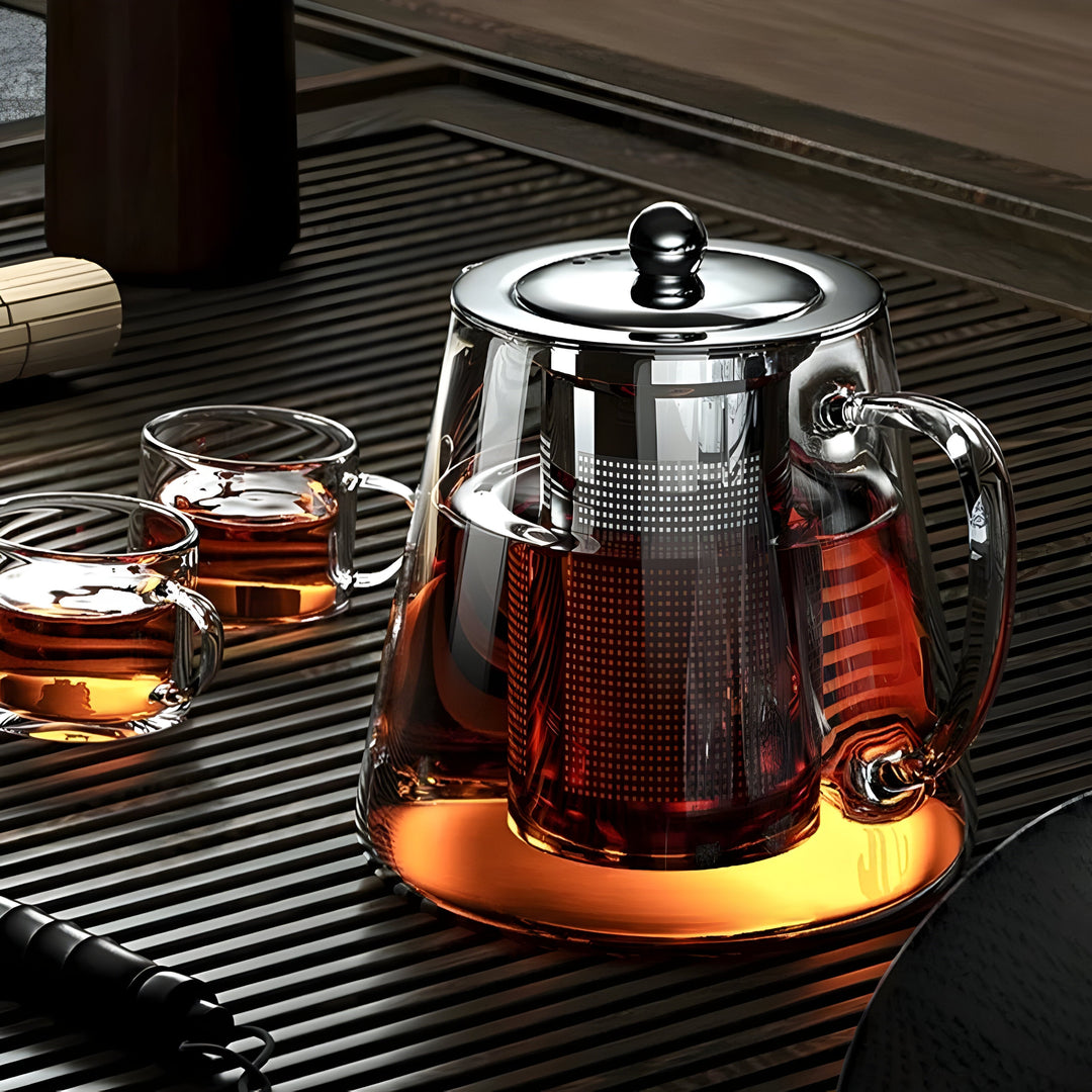 CrystalBrew-krus – Varmebestandig glass med filter i rustfritt stål