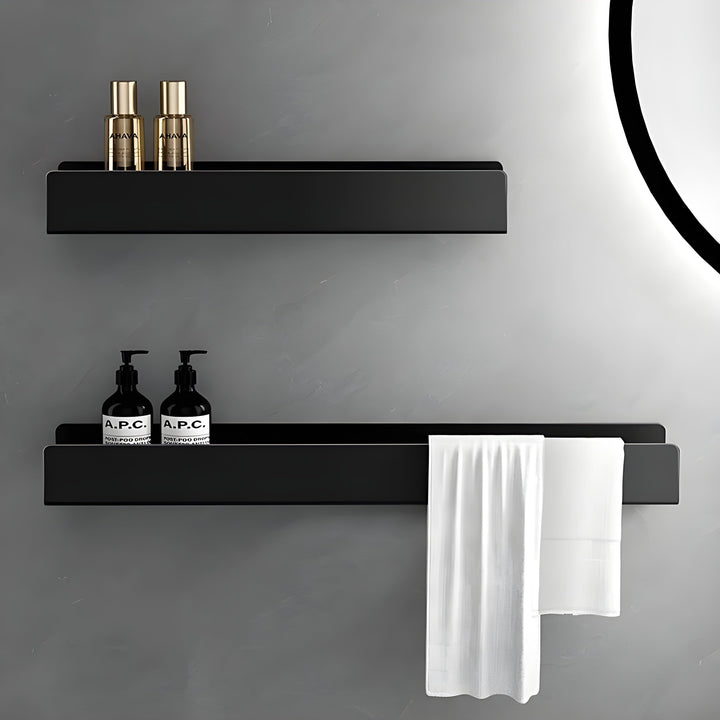 Svart Badekarmhylle – Moderne Design med Håndkleholder | Praktisk Oppbevaring for Badet | Skanto