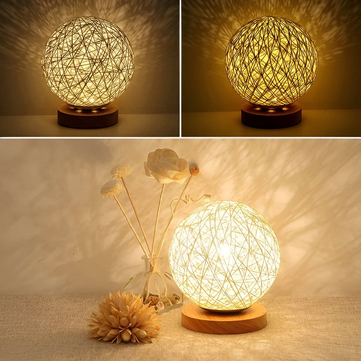 TwineGlow Lys - Moderen USB Oppladbar Rattan Bordlampe | Skanto