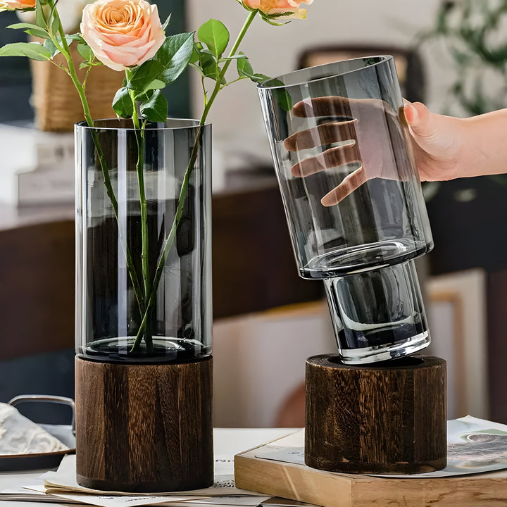 TranquilSkantooom Vase – Europeisk Hydroponics Tre og Glass Vase | Skanto