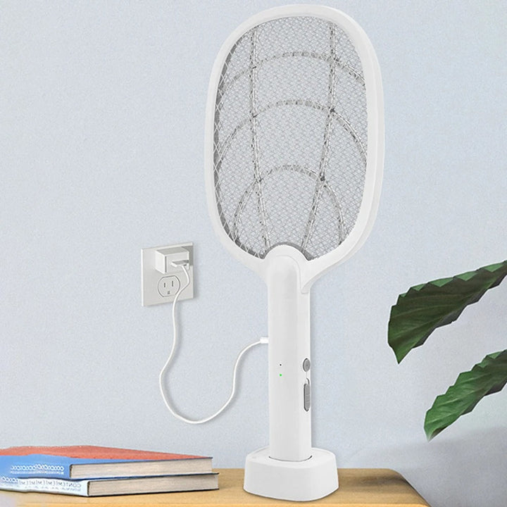 Oppladbar 2-i-1 Elektrisk Flue- og Insektutsletter – 2500V Uten Kjemikalier | Skanto
