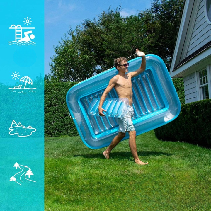 Oppustebar Lounger med Hodepute og Koppholdere | Skanto