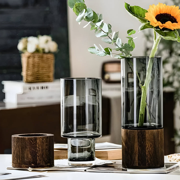 TranquilSkantooom Vase – europeisk hydroponisk vase laget av tre og glass