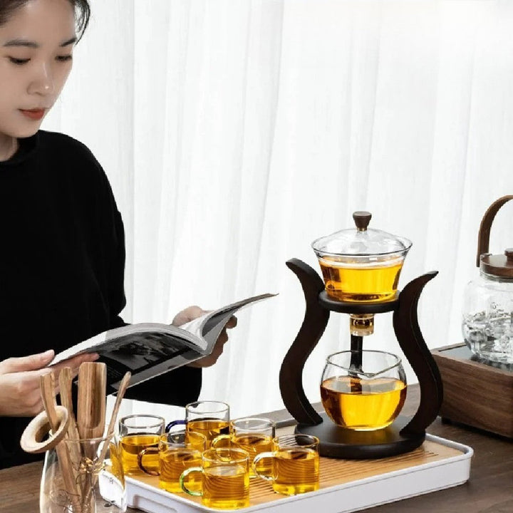 Glass Teaset med magnetisk flyt – semi-automatisk kjele, varmebestandig og elegant | Skanto