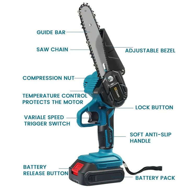 Skanto | SharpCut 6” Trådløs Motorsag | Kraftig og Ergonomisk | Lett Vekt